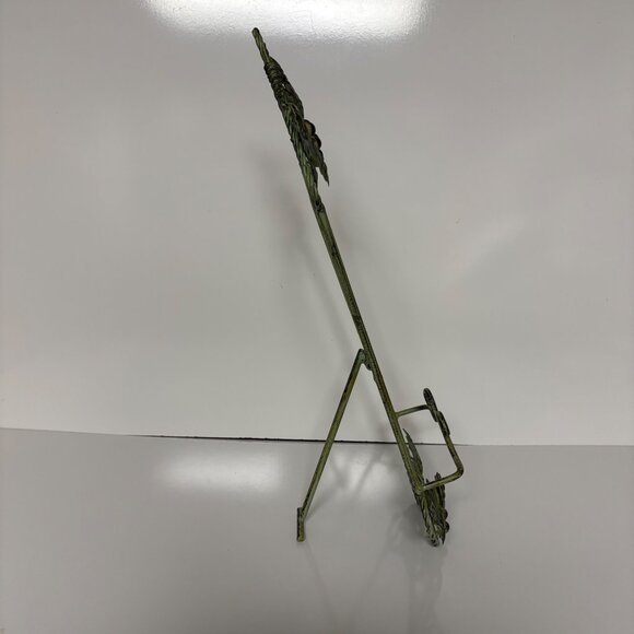 Vintage Green Metal Easel Stand Cookbook Picture Plate Holder Grapes Leaf 20 in - Picture 2 of 8